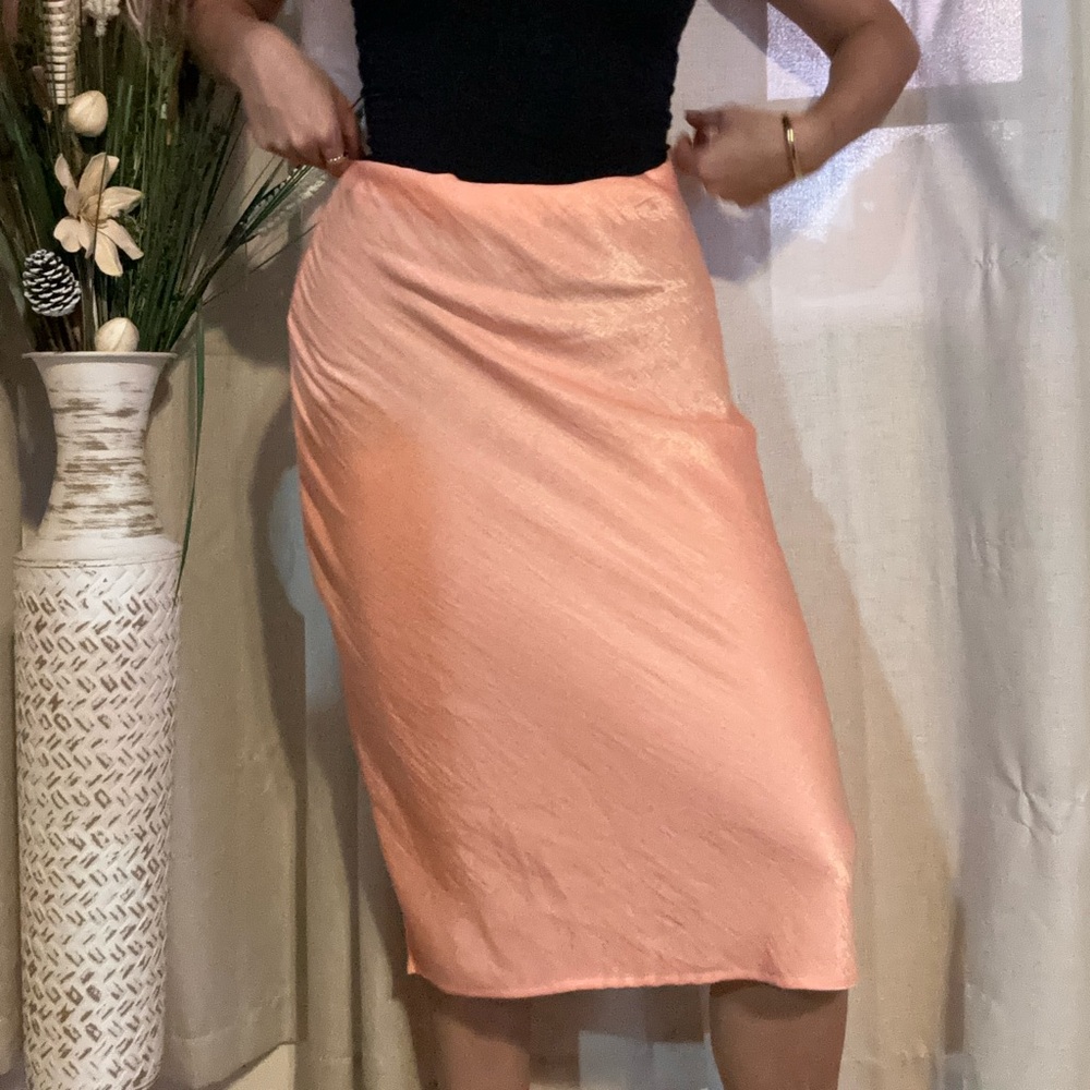 Satin Peach Maxi/Midi Skirt